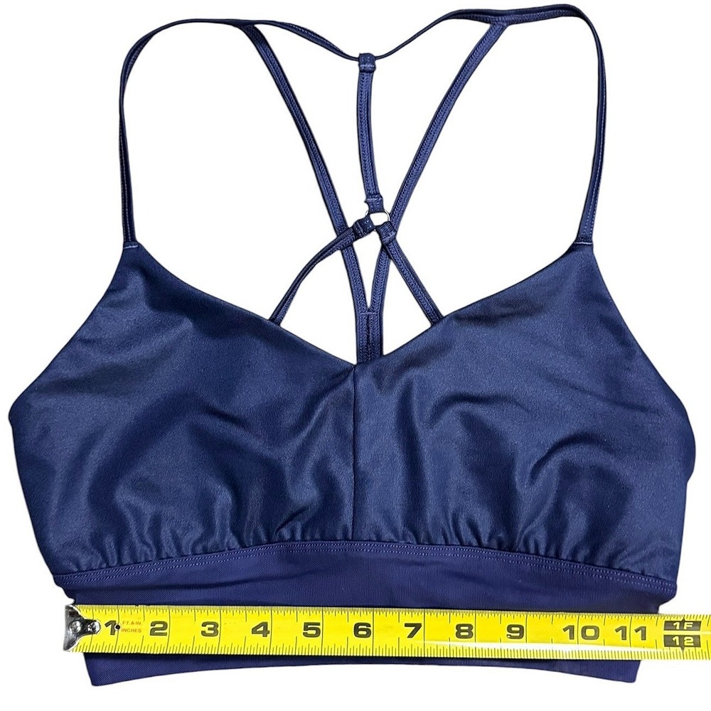 Alo Yoga Navy Blue Strappy Crisscross Back Sports Bra Medium V-Neck Metallic - Picture 5 of 8